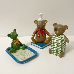 Little Friends Teddy Bear Bathroom Accessories Soap Dish Tumbler Liquid Soap